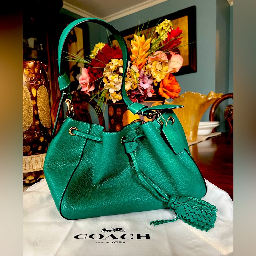 Authentic Leather Coach Drawstring Dempsey Bag